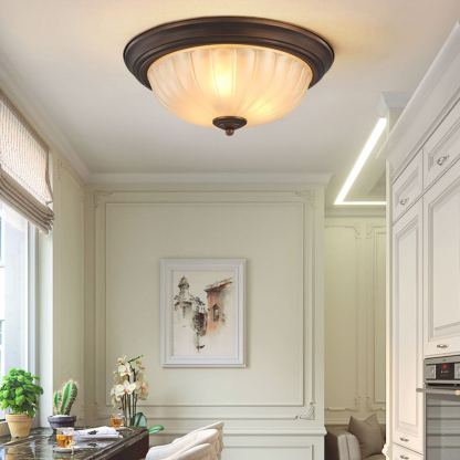 Vintage Metal & Acrylic Flush Mount Ceiling Light 