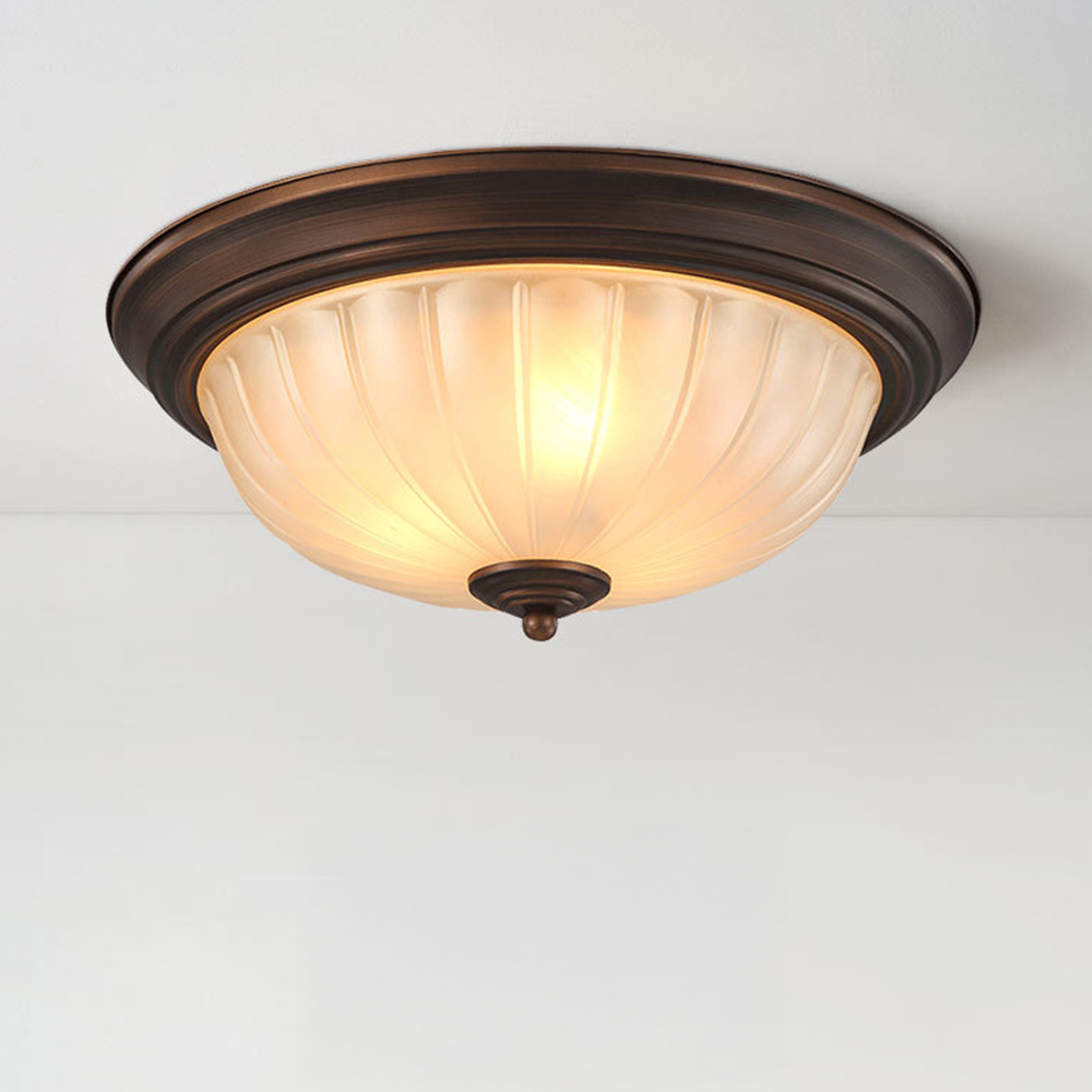 Vintage Metal & Acrylic Flush Mount Ceiling Light 