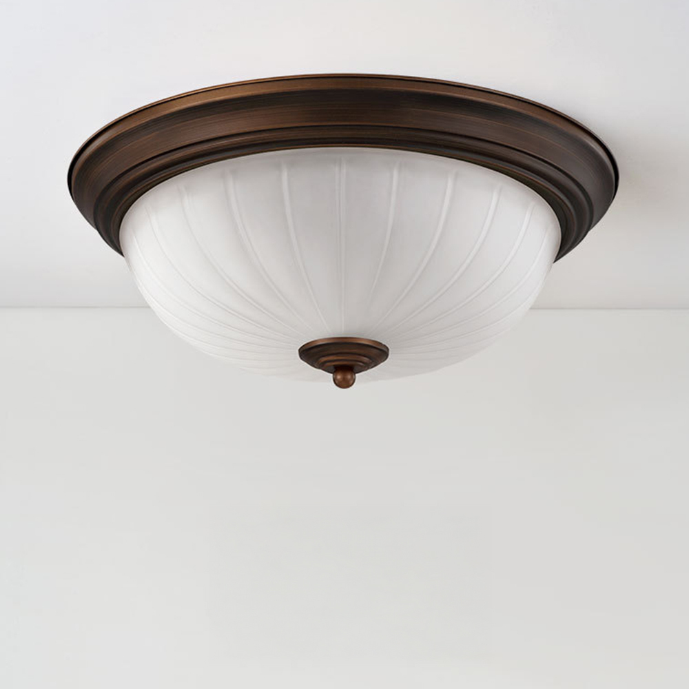 Vintage Metal & Acrylic Flush Mount Ceiling Light 