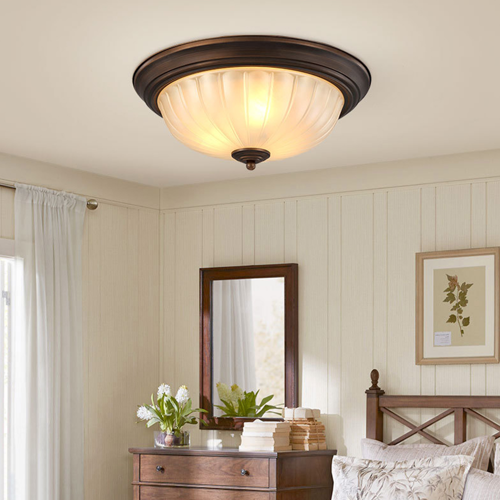 Vintage Metal & Acrylic Flush Mount Ceiling Light 