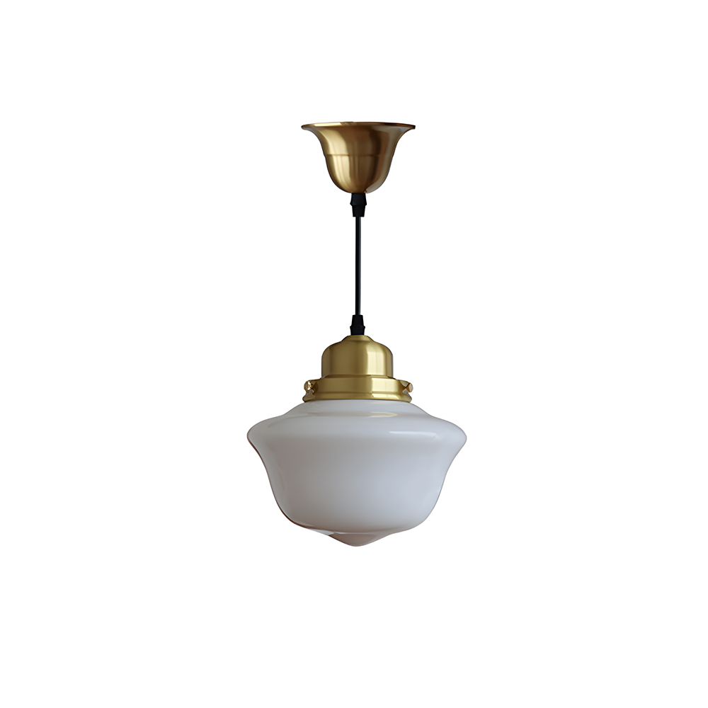 Vintage White Glass Brass Dining Room Pendant Lights