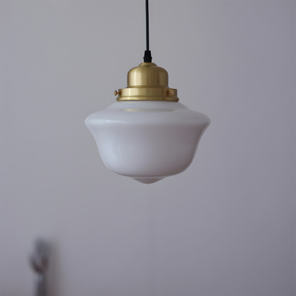 Vintage White Glass Brass Dining Room Pendant Lights