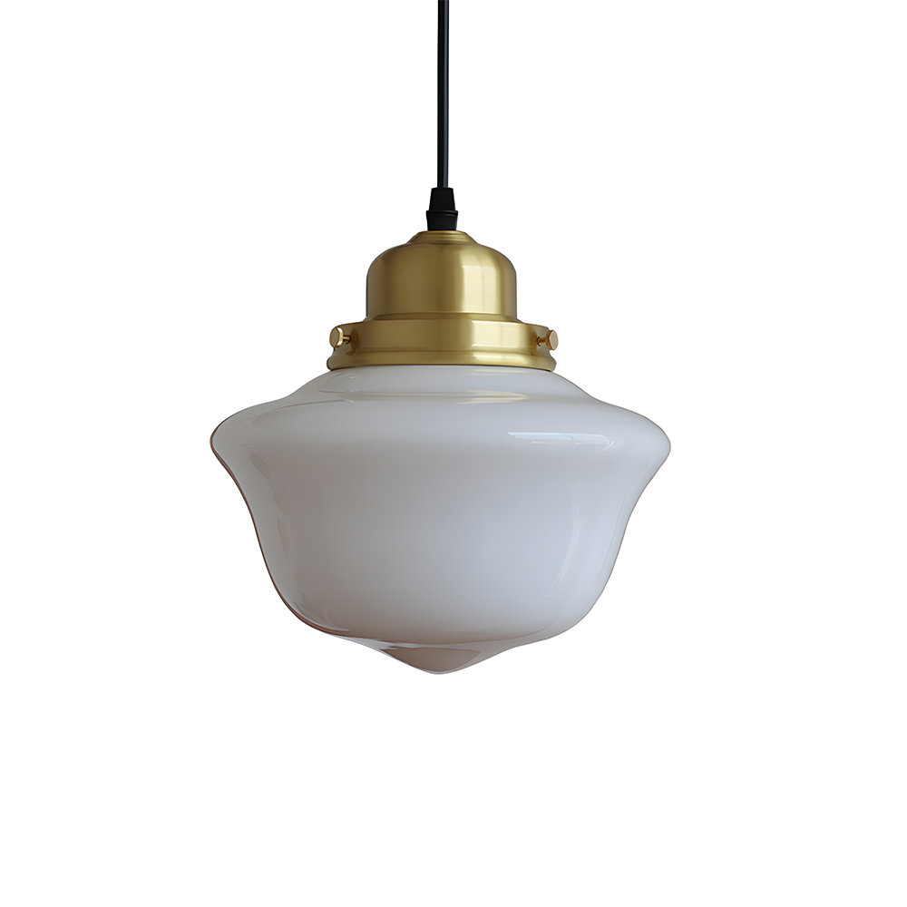 Vintage White Glass Brass Dining Room Pendant Lights