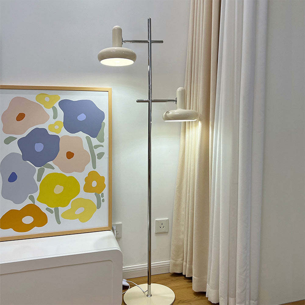 Vintage Bauhaus Two Heads Glass Flying Disc Floor Lamp -Homdiy