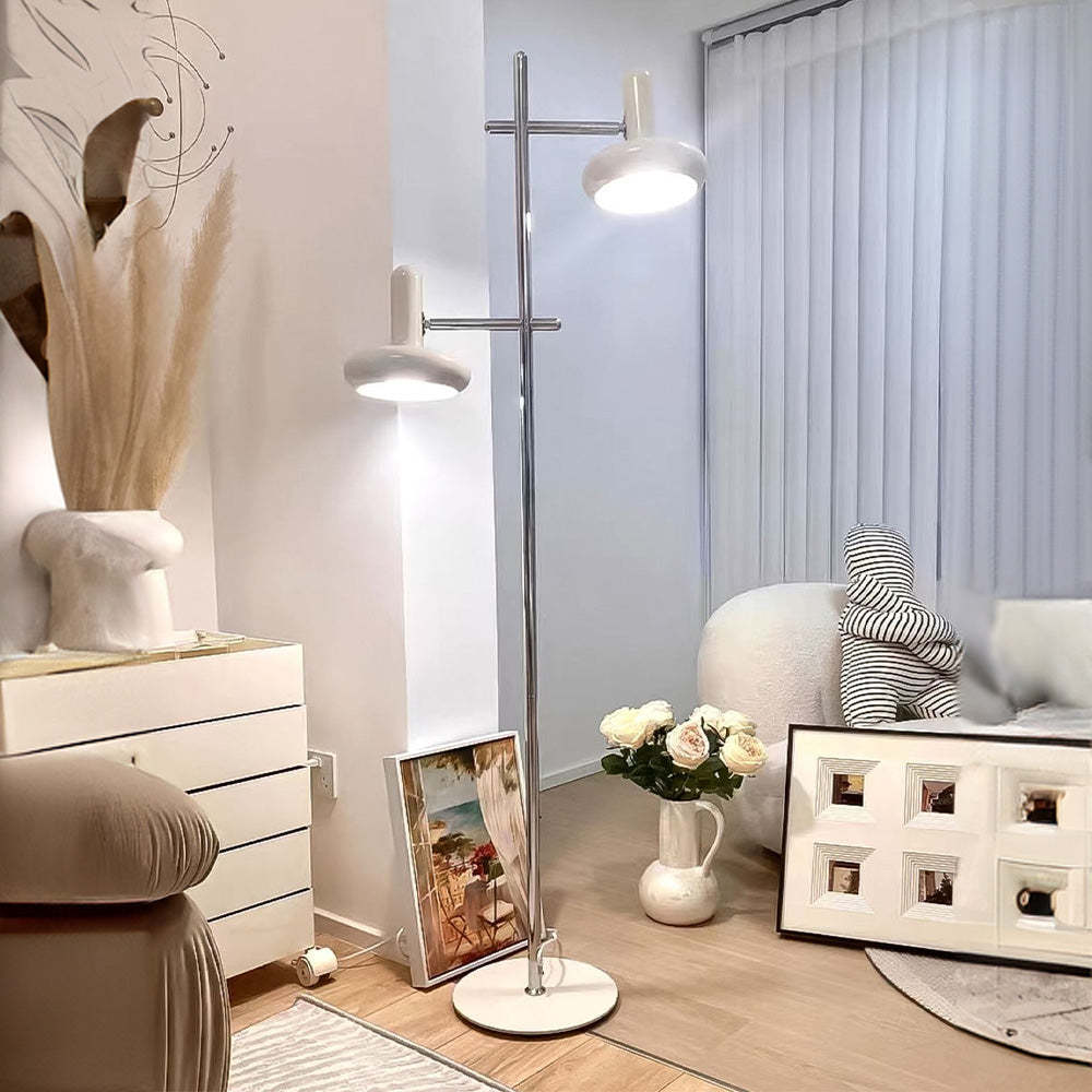 Vintage Bauhaus Two Heads Glass Flying Disc Floor Lamp -Homdiy