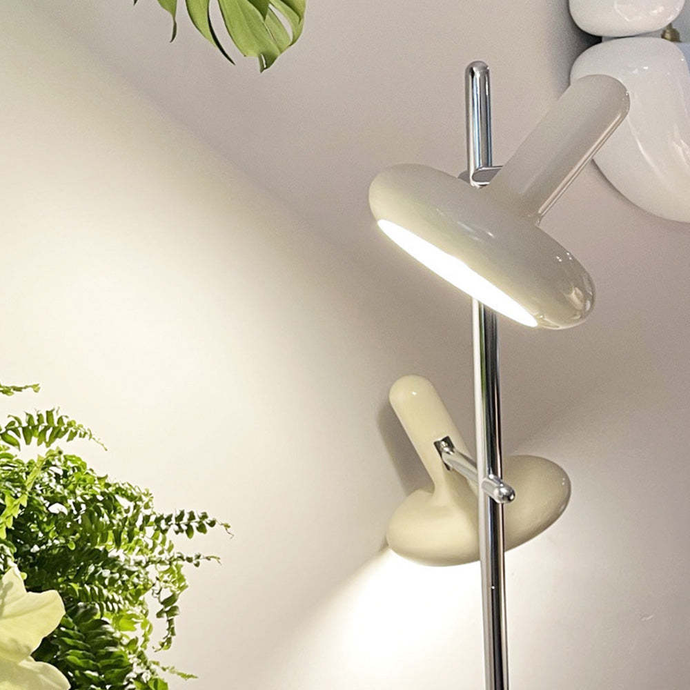 Vintage Bauhaus Two Heads Glass Flying Disc Floor Lamp -Homdiy