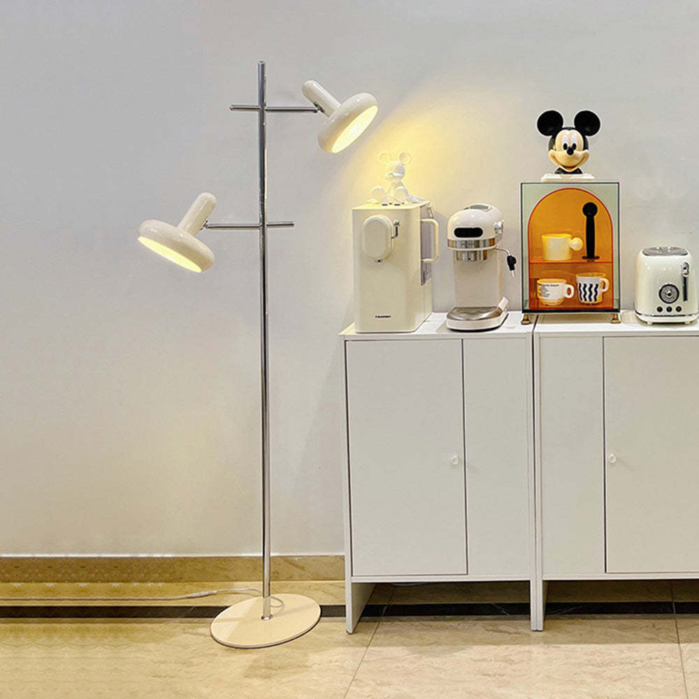 Vintage Bauhaus Two Heads Glass Flying Disc Floor Lamp -Homdiy