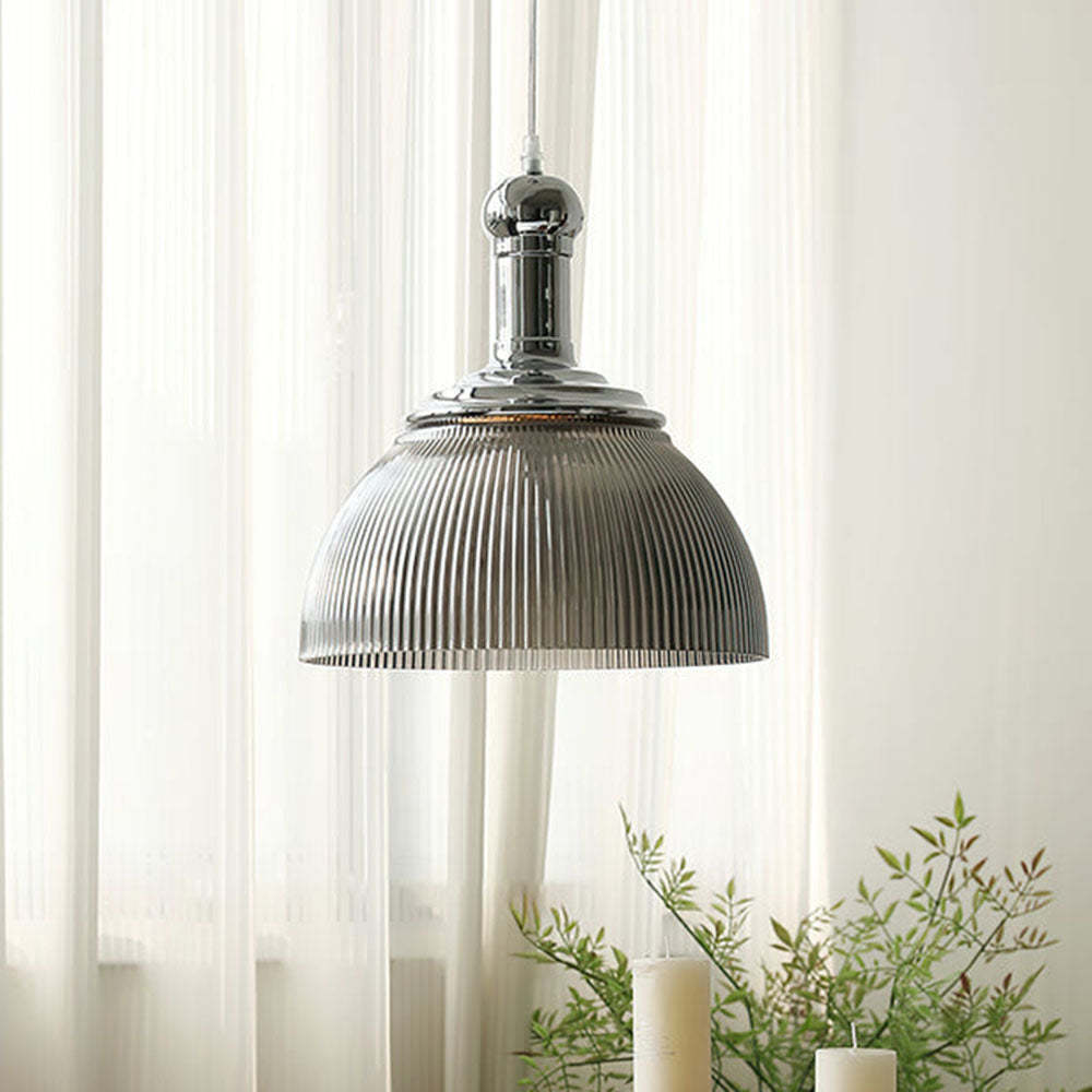 Industrial Glass Ribbed Pendant Light -Homdiy