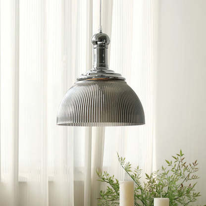 Industrial Glass Ribbed Pendant Light -Homdiy