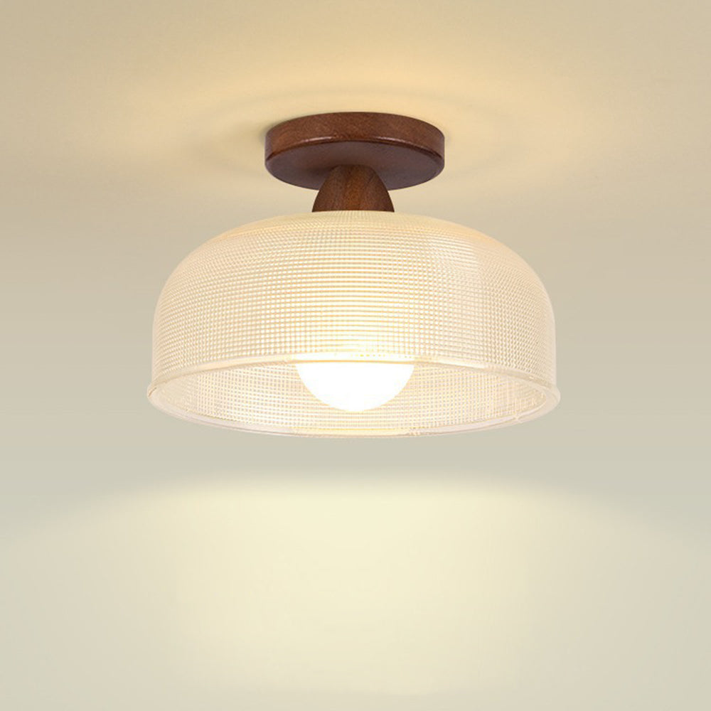 Natural Wooden Walnut Glass Ceiling Light -Homdiy