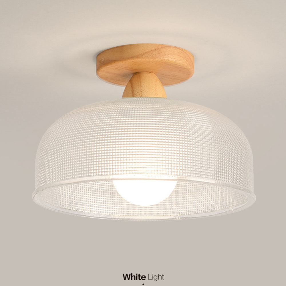 Natural Wooden Walnut Glass Ceiling Light -Homdiy
