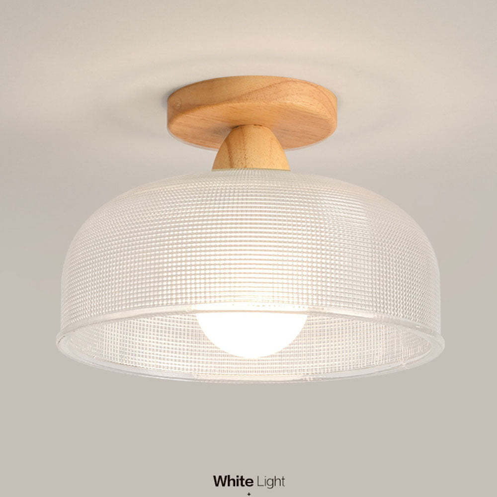 Natural Wooden Walnut Glass Ceiling Light -Homdiy