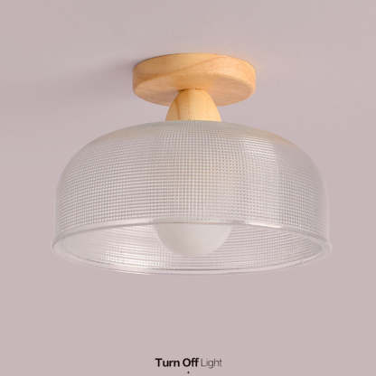 Natural Wooden Walnut Glass Ceiling Light -Homdiy