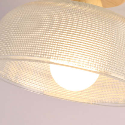 Natural Wooden Walnut Glass Ceiling Light -Homdiy