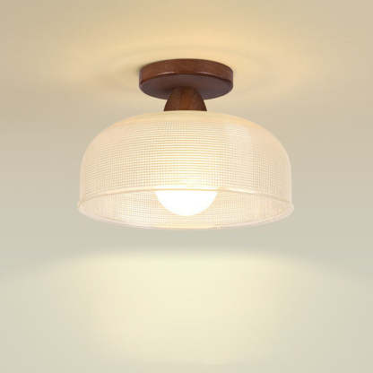 Natural Wooden Walnut Glass Ceiling Light -Homdiy