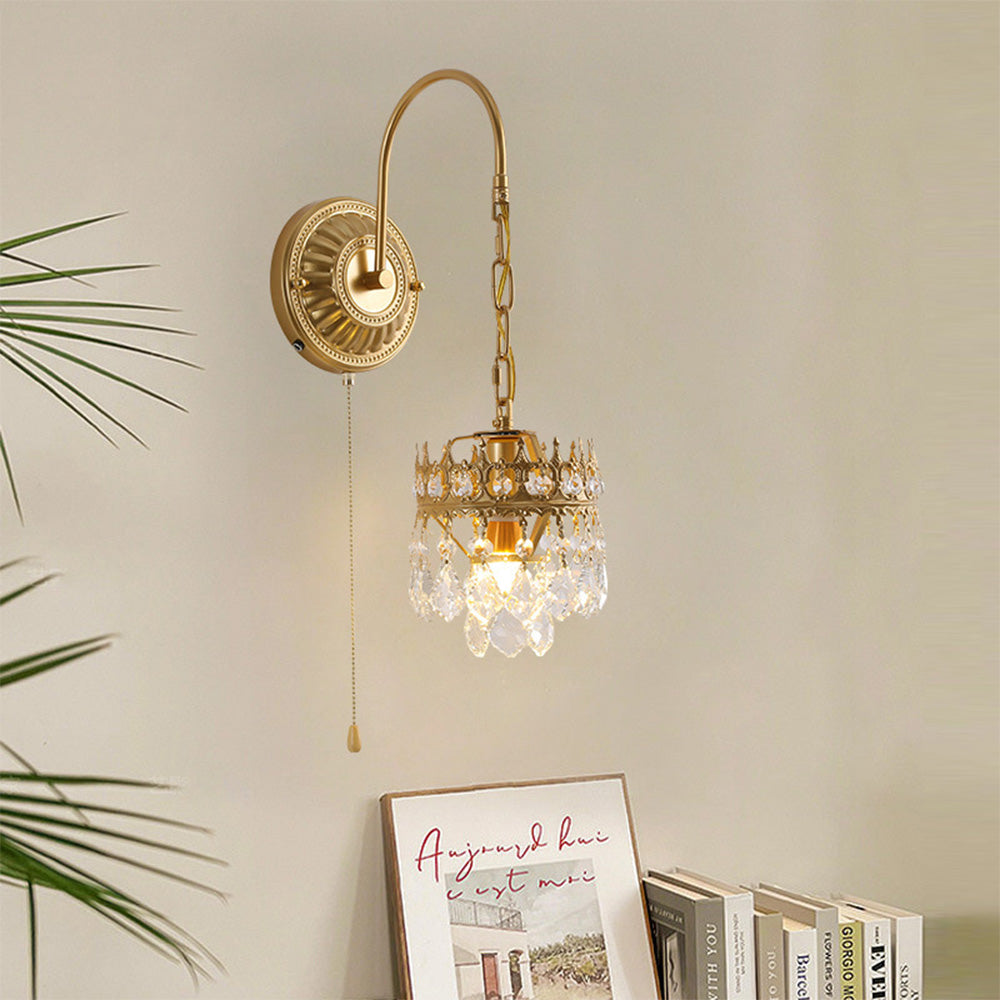 French Crystal Aisle Crown Wall Light -Homdiy