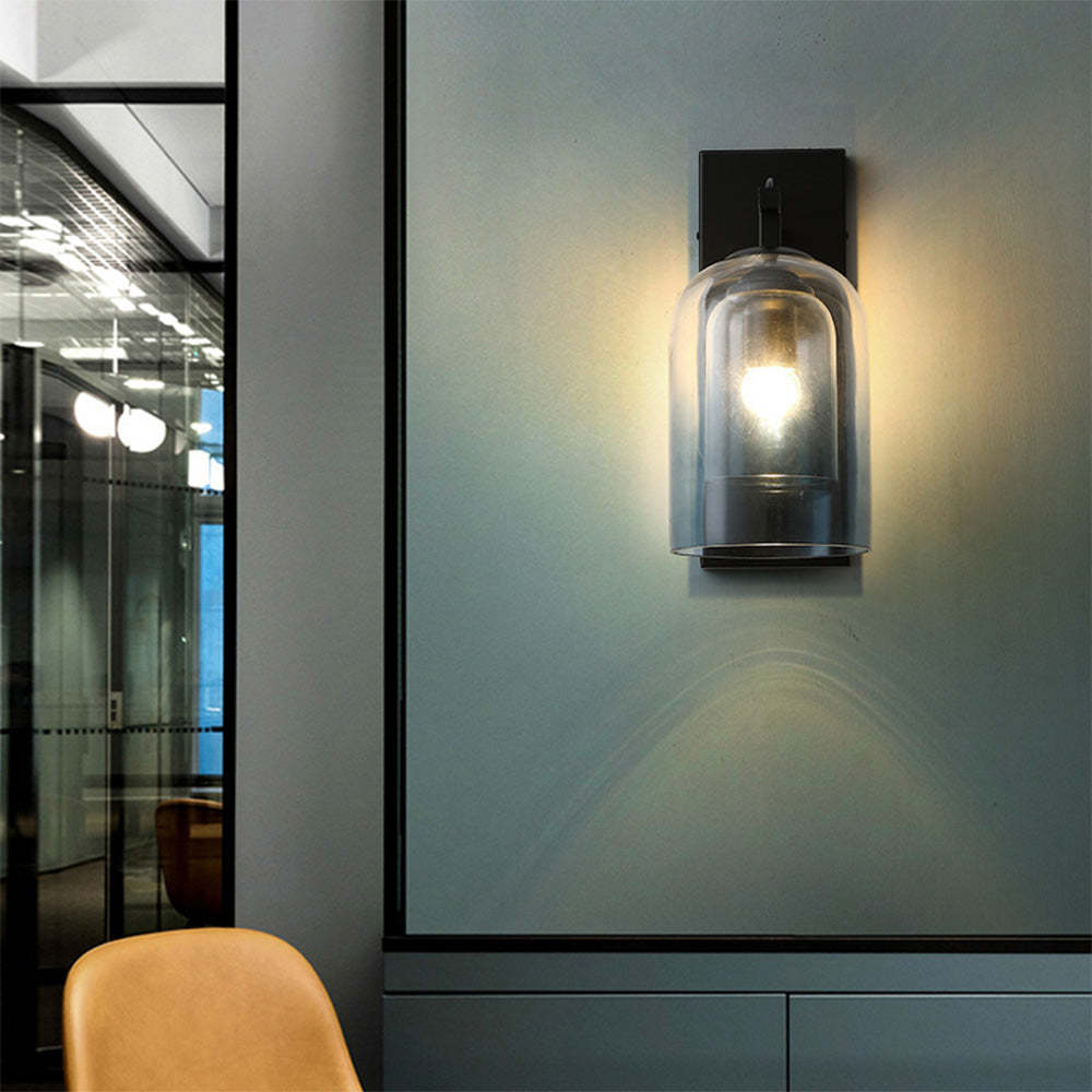 Contemporary Cylinder Transparent Glass Wall Light -Homdiy