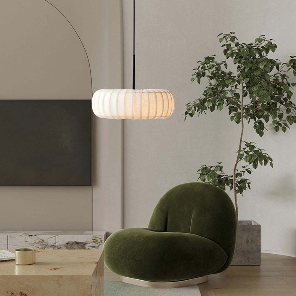 Modern Fabric Drum Pendant Hanging Light -Homdiy