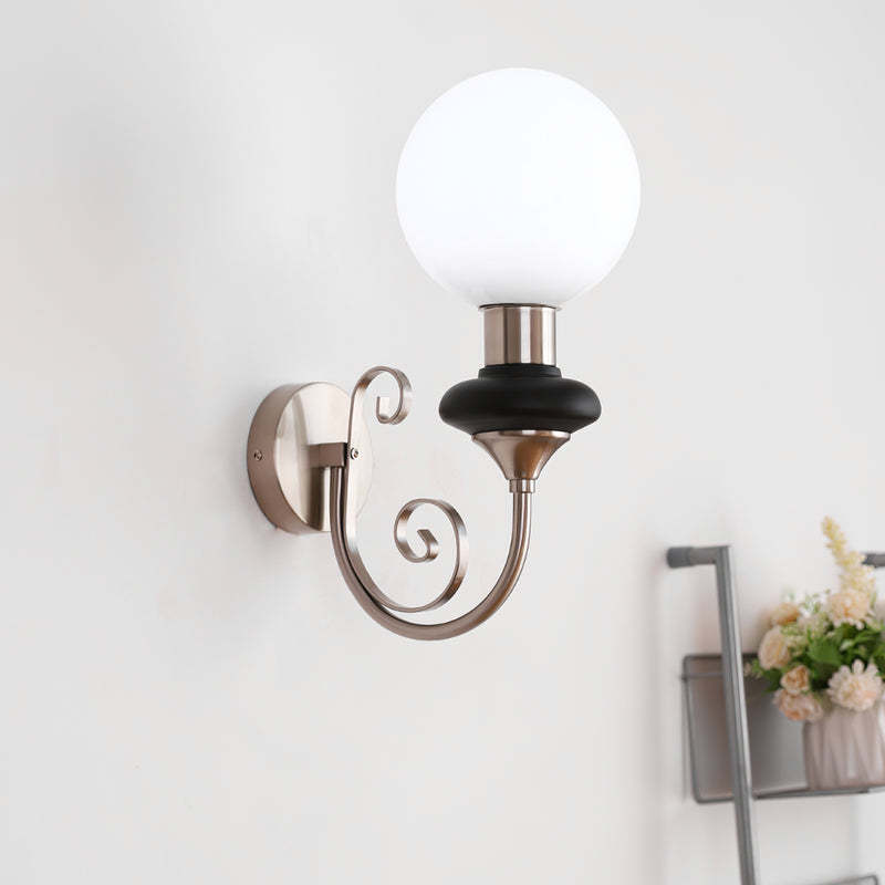 Onyx Iron Golden Finish Frame Spherical Glass 1-Light Wall Sconce -Homdiy