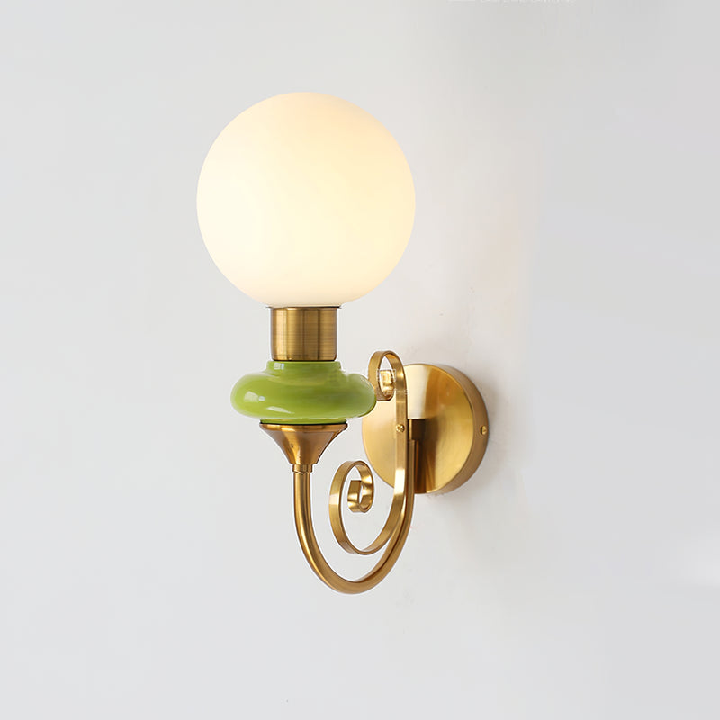 Onyx Iron Golden Finish Frame Spherical Glass 1-Light Wall Sconce -Homdiy