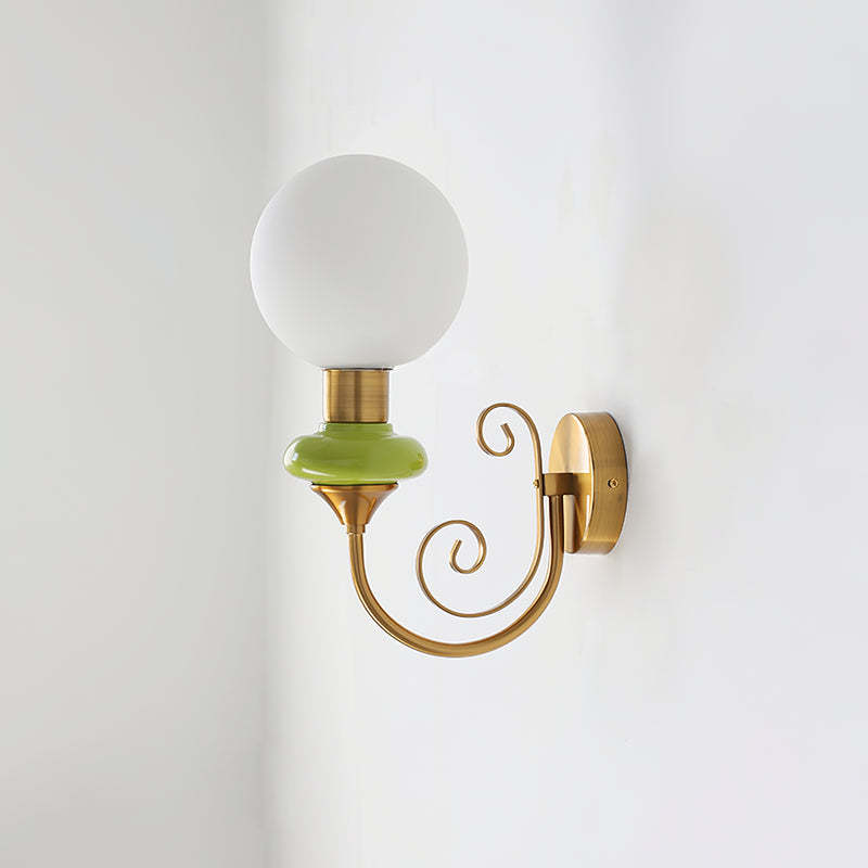 Onyx Iron Golden Finish Frame Spherical Glass 1-Light Wall Sconce -Homdiy