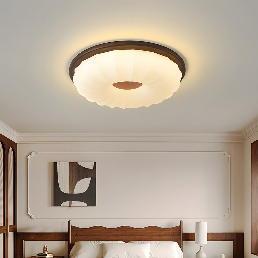 Elegant Walnut Color LED Ceiling Light for Bedroom