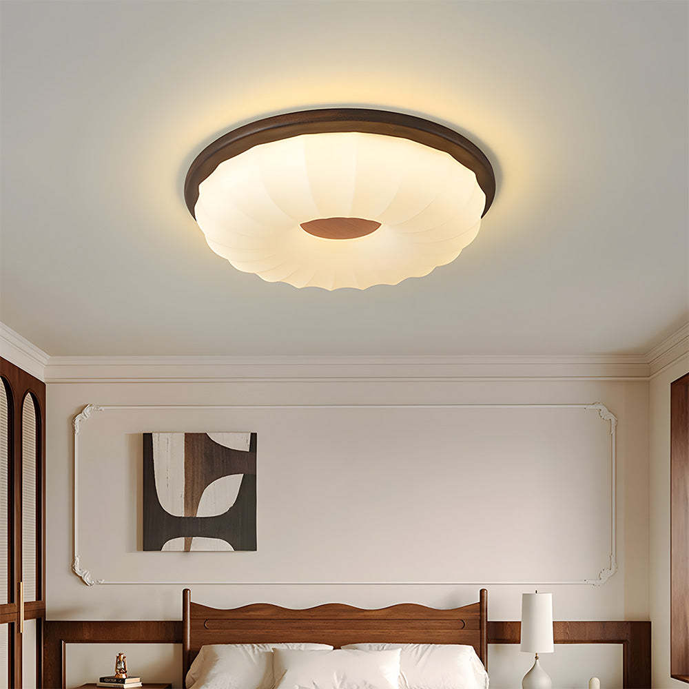 Elegant Walnut Color LED Ceiling Light for Bedroom