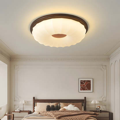 Elegant Walnut Color LED Ceiling Light for Bedroom