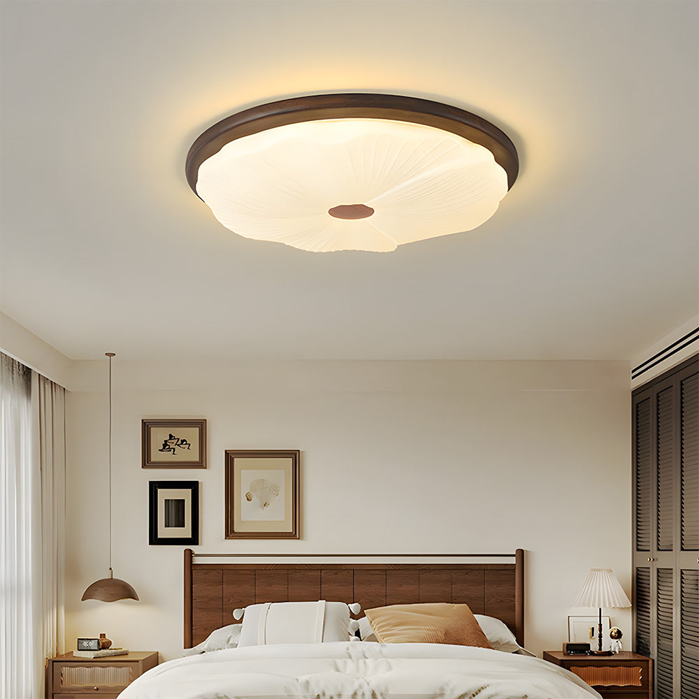 Elegant Walnut Color LED Ceiling Light for Bedroom