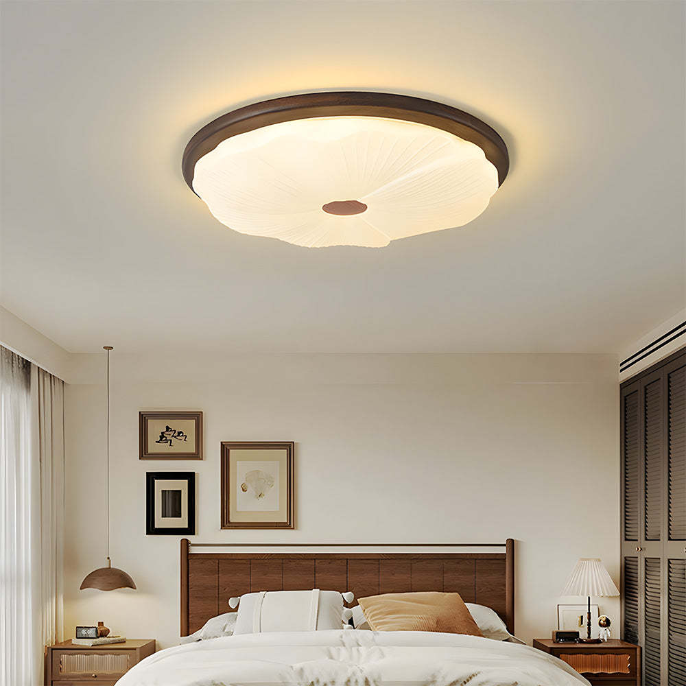 Elegant Walnut Color LED Ceiling Light for Bedroom