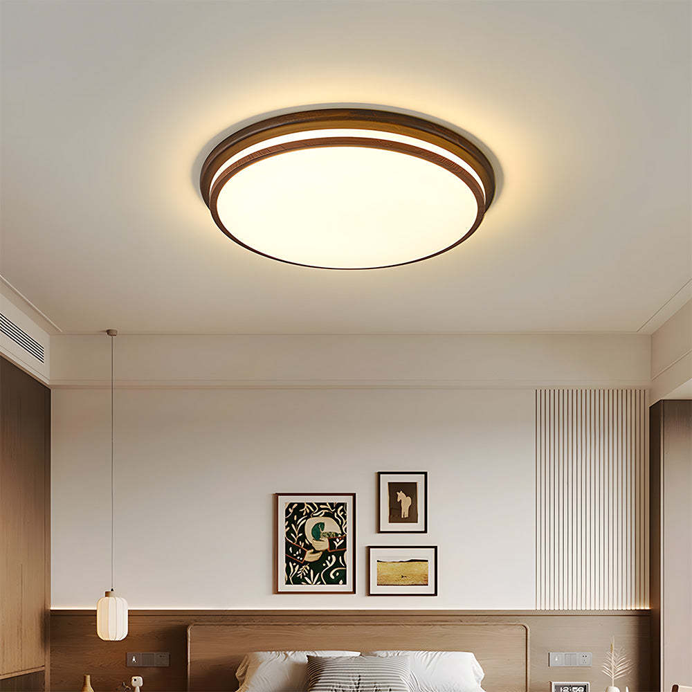 Elegant Walnut Color LED Ceiling Light for Bedroom