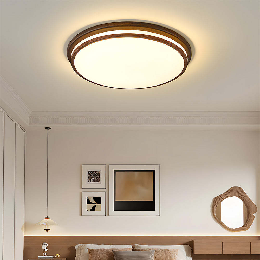 Elegant Walnut Color LED Ceiling Light for Bedroom