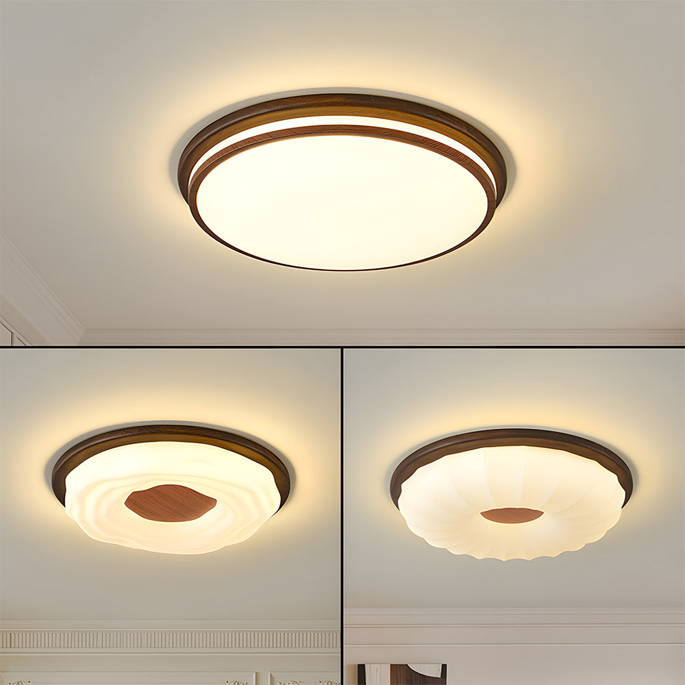 Elegant Walnut Color LED Ceiling Light for Bedroom