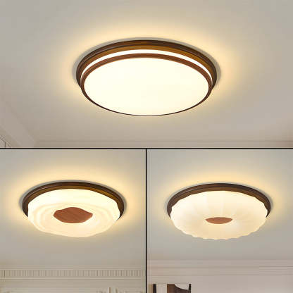 Elegant Walnut Color LED Ceiling Light for Bedroom