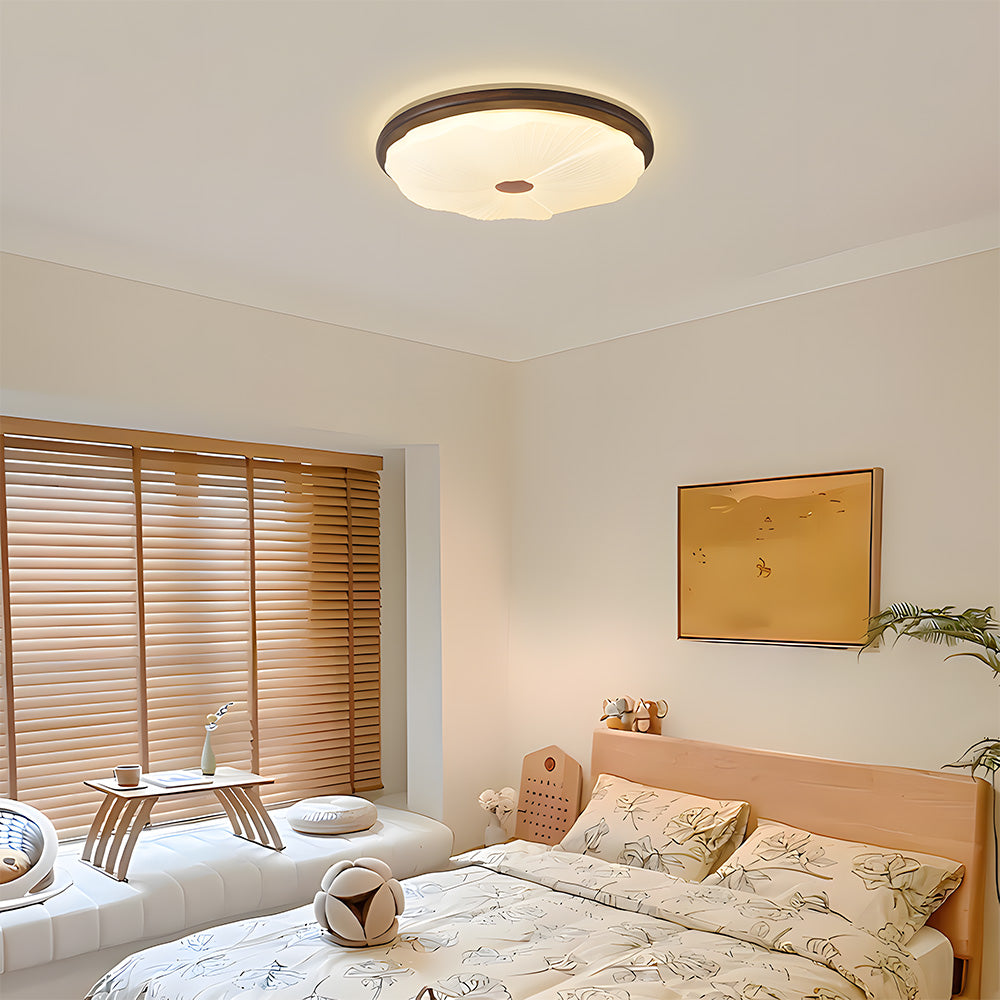Elegant Walnut Color LED Ceiling Light for Bedroom