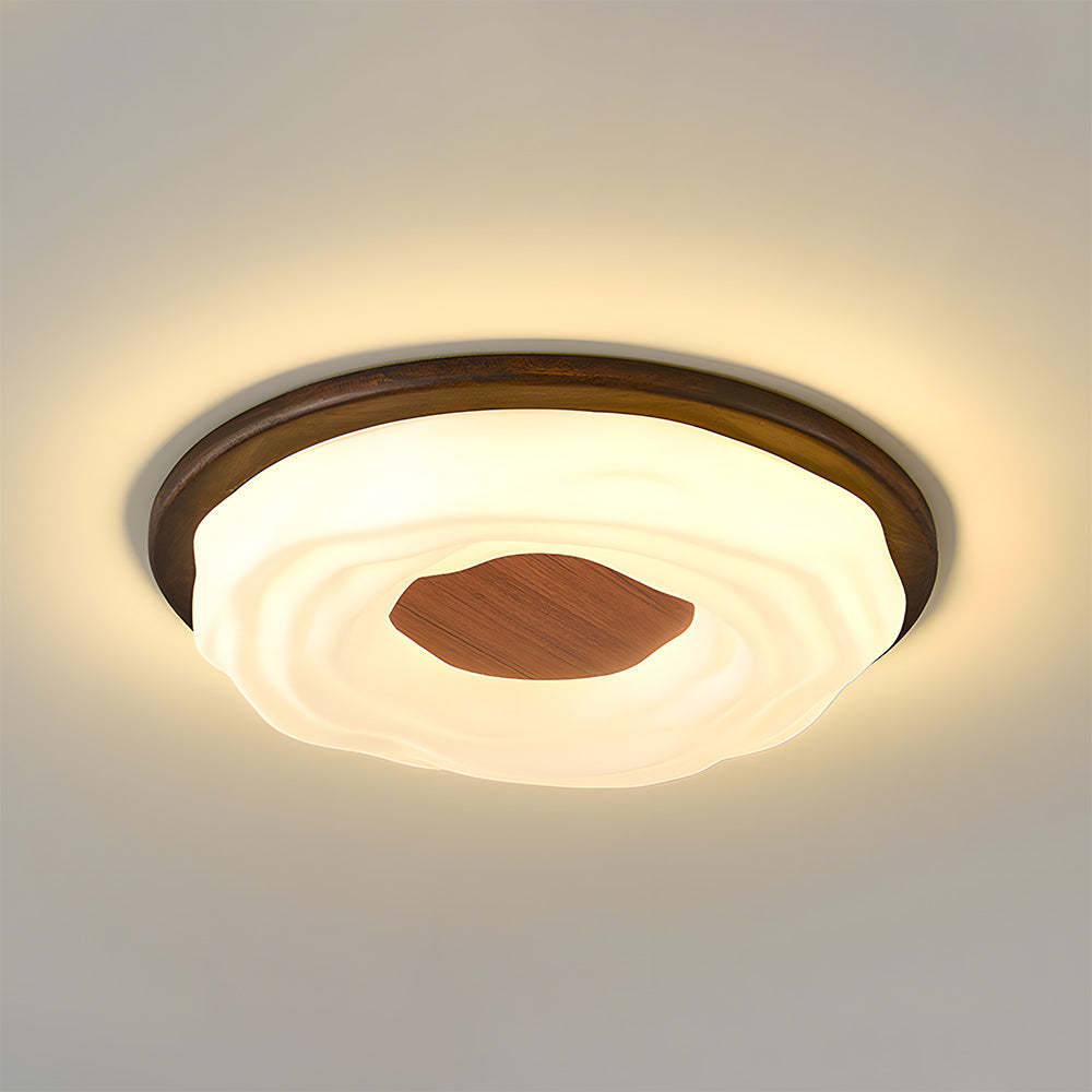 Elegant Walnut Color LED Ceiling Light for Bedroom