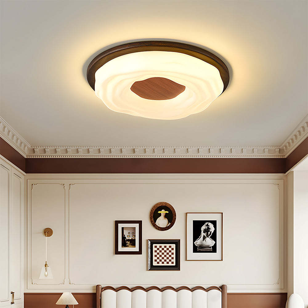 Elegant Walnut Color LED Ceiling Light for Bedroom
