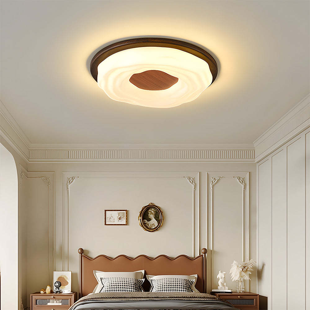 Elegant Walnut Color LED Ceiling Light for Bedroom