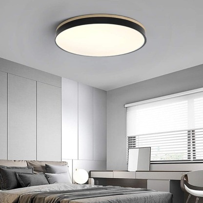 Wood Nordic LED Round Flush Ceiling Light