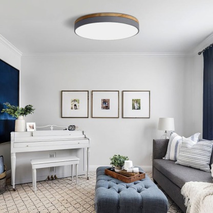 Wood Nordic LED Round Flush Ceiling Light