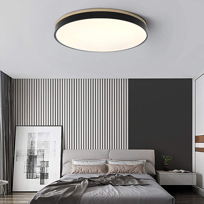 Wood Nordic LED Round Flush Ceiling Light