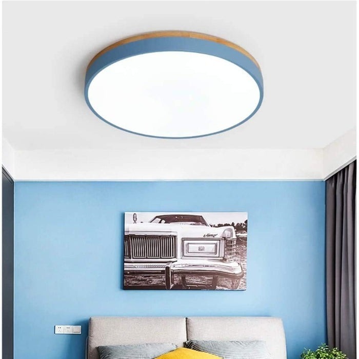 Wood Nordic LED Round Flush Ceiling Light