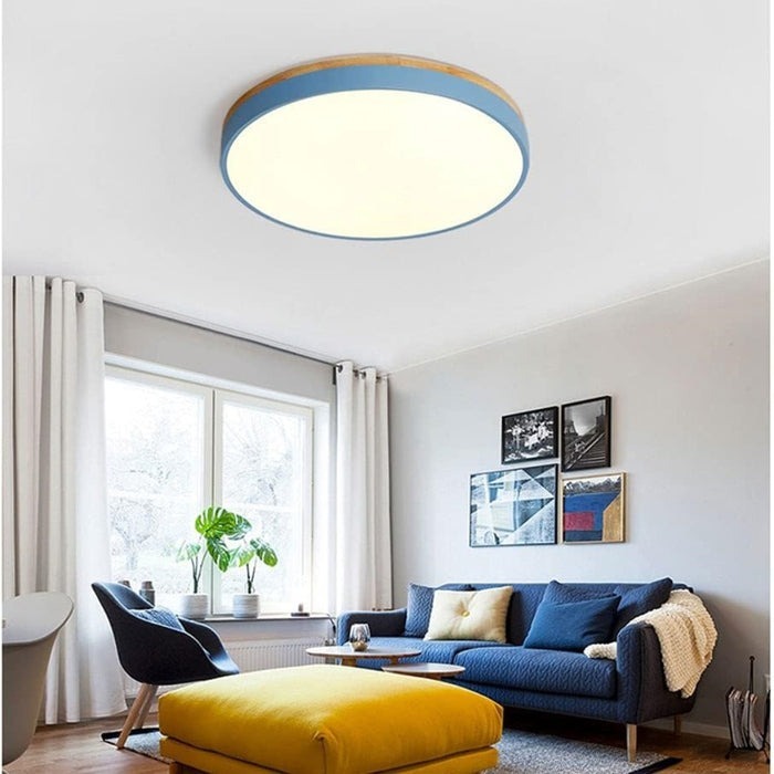 Wood Nordic LED Round Flush Ceiling Light