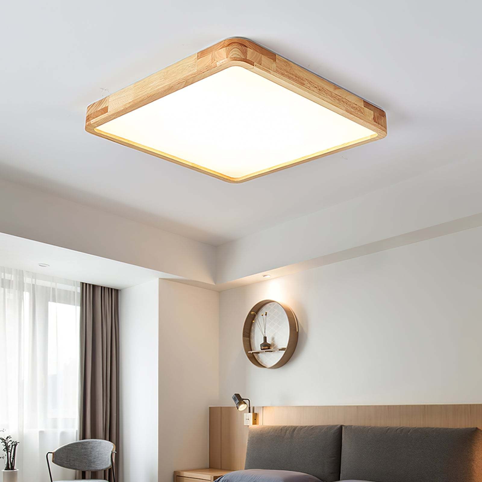 Modern Geometric LED Solid Wood Ceiling Light -Homdiy