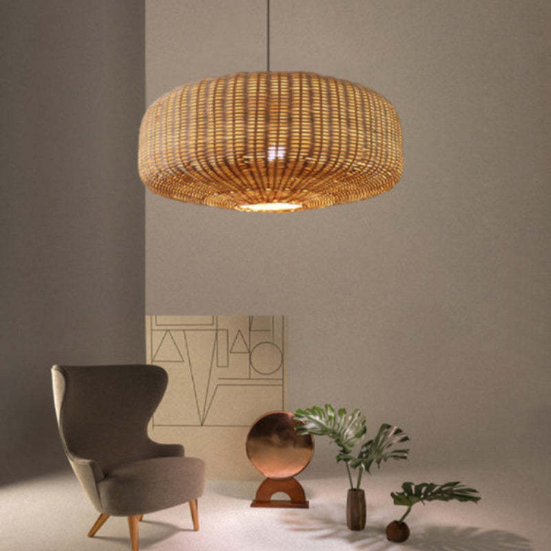 Woven Rattan Hanging Lamp Countryside Style Pendant Lighting -Homdiy