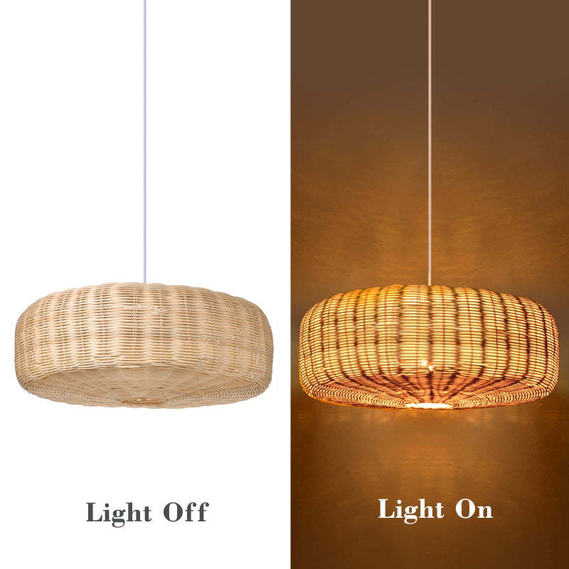Woven Rattan Hanging Lamp Countryside Style Pendant Lighting -Homdiy