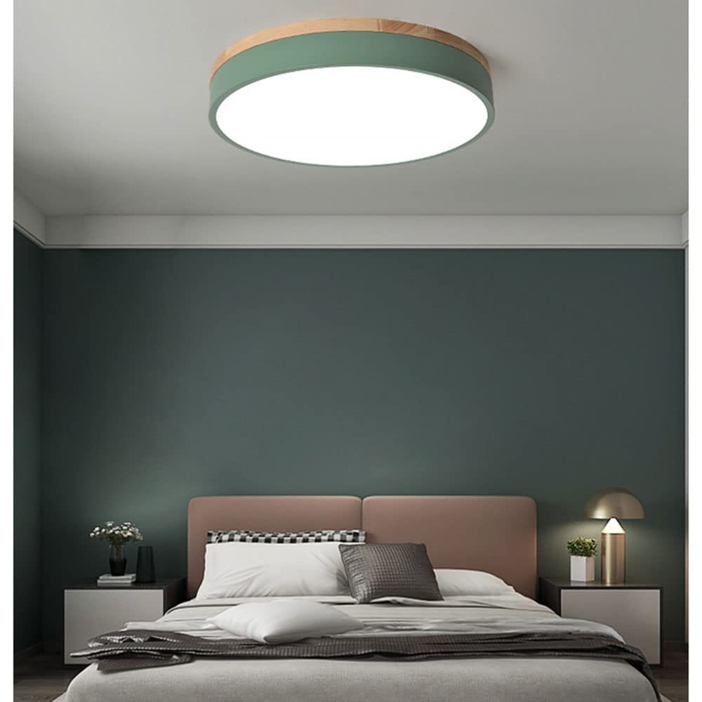 Wood Nordic LED Round Flush Ceiling Light -Homdiy