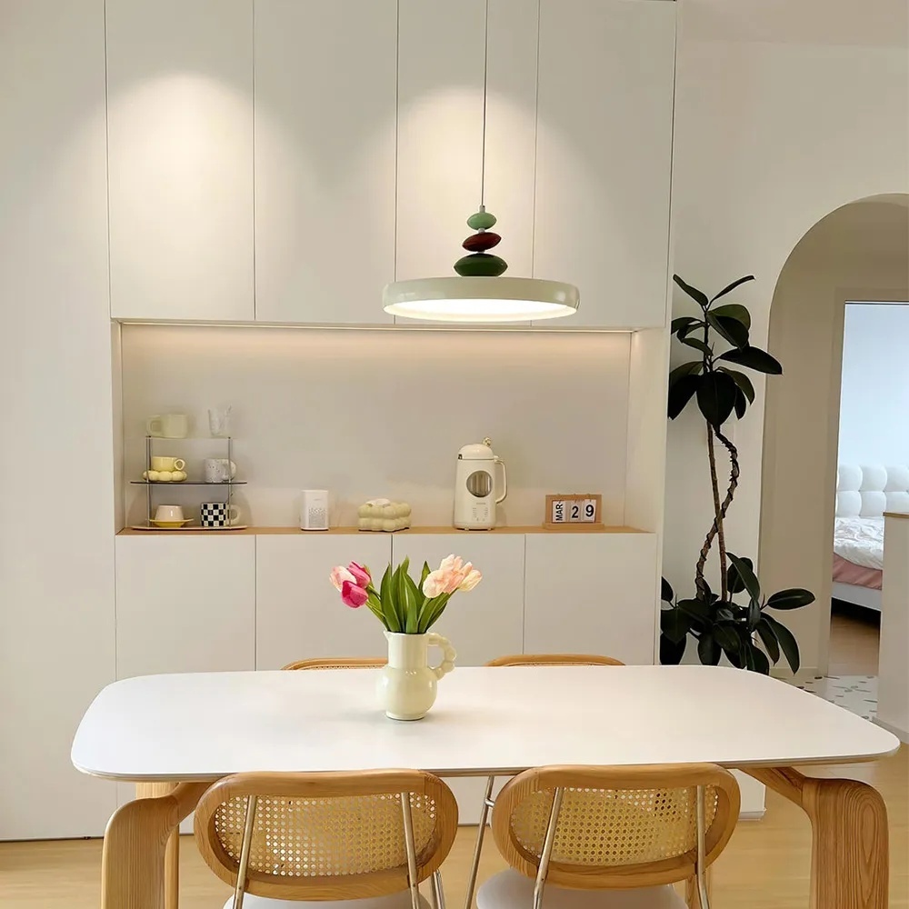 Modern Simple Cream Style LED Dining Room Pendant Light