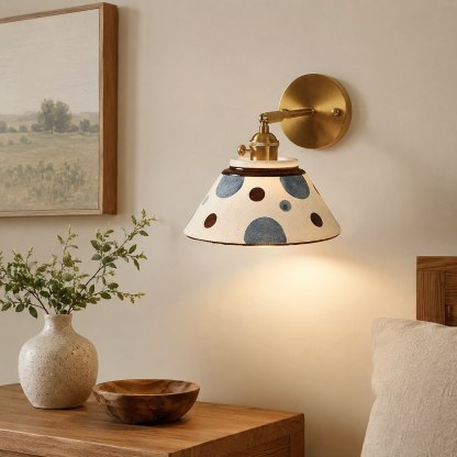 Vintage Polka Dot Ceramic Pendant Light & Wall Sconce Set
