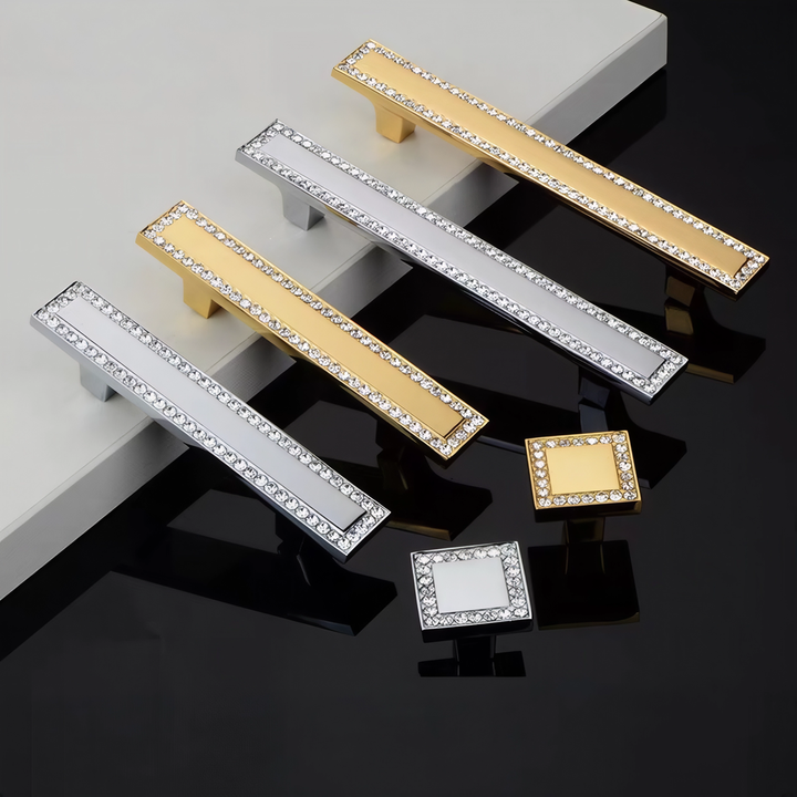 Crystal Glass Cabinet Handles Square Drawer Pulls